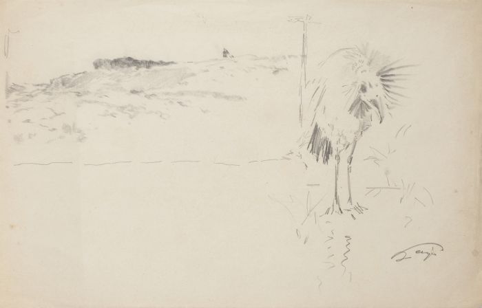 Landscape with Bird by Anonymous - Modern Artwork