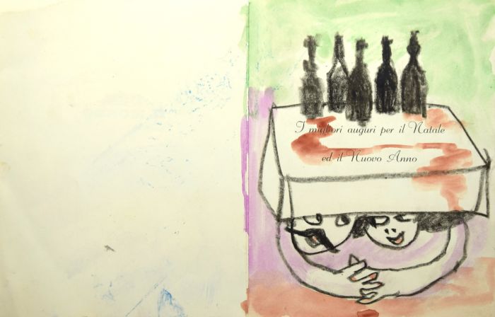 Greeting card from the magazine "Il Mondo" by Mino Maccari - Artwork
