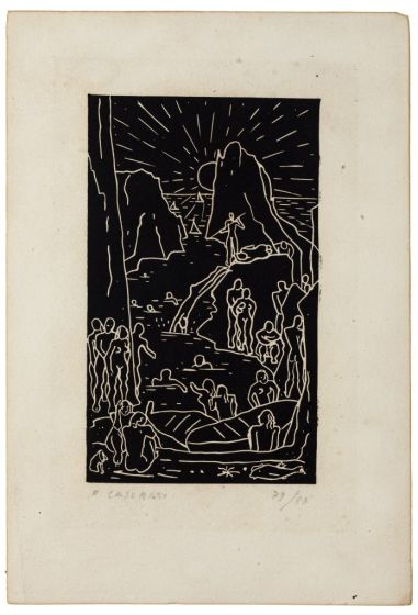 Capri-Faraglioni is a splendid print in etching technique engraved by Felice Casorati (1883-1963).
