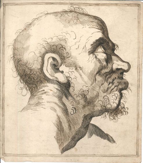 Grimace by an anonymous artist XVIII century - Old Master's original drawing