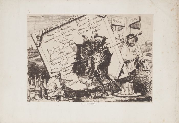 "Menu of a French Restaurant" is an original lithograph, realized by an Anonymous Artist of the XX Century . 