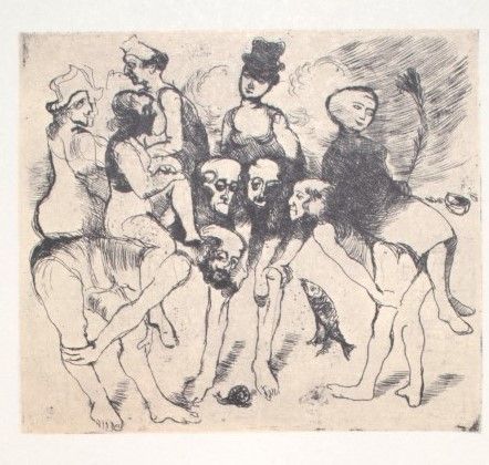 The Fellowship is an original Vintage Offset Print on ivory-colored paper, realized by Franco Gentilini (Italian Painter, 1909-1981), in Late 20th Century.