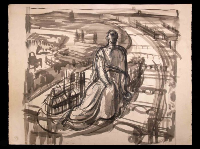 Cityscape with Statue