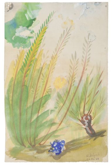 "Vegetation" is an original drawing in watercolor on paper, realized by Jean Delpech (1916-1988).