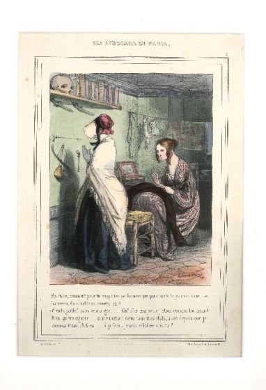 Paul Gavarni, Les Étudians de Paris 2, colored lithograph, pourchoir, Bauger R., paris, 1847, Artwork, Old Masters, satiric illustration, French Review, 
