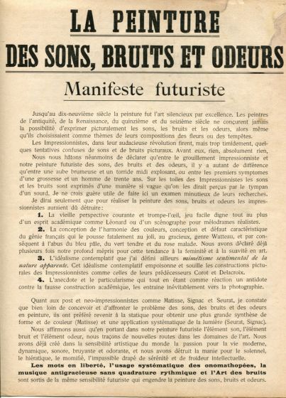 La Peinture des Sons, Bruits et Odeurs