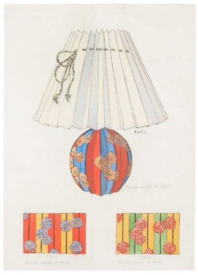 "Lamp and Decoration" 1890s  is an original watercolor drawing on ivory-colorated paper by Anonymous Artist of XIX Century.