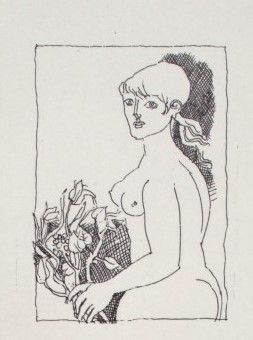 The Girl is an original Vintage Offset Print on ivory-colored paper, realized by Franco Gentilini (Italian Painter, 1909-1981), in Late 20th Century.