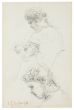 "Studies" is an original drawing in tempera on paper, realized by an Anonymous French Artist of the XX Century . 