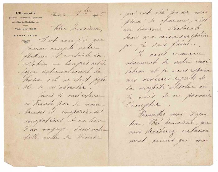 Jean Jaurès Letter