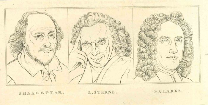 Portrait of Shakespeare, L. Sterne and S. Clarke