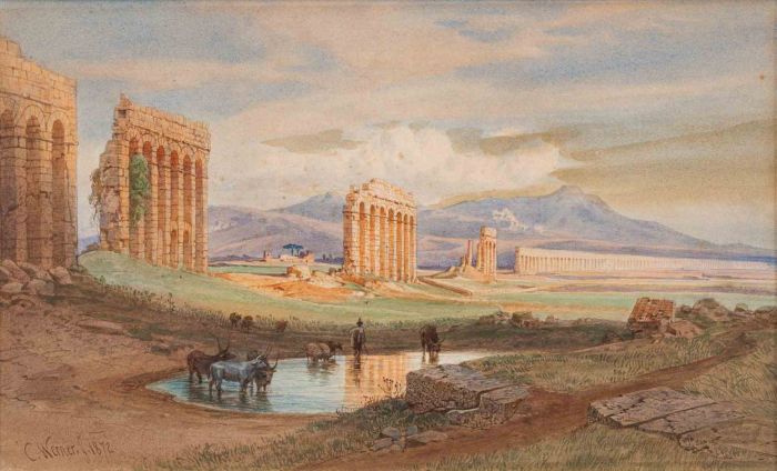 Ruins of the Ancient Aqueducts - Carl Friedrich Werner - Old Masters