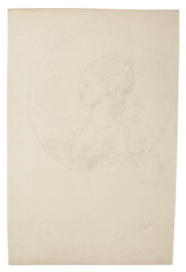 "Figure"  is an original pencil drawing on ivory-colorated paper by Anonymous Artist of XIX Century.