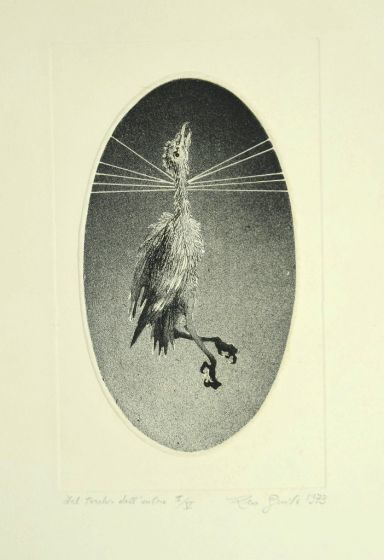 Dal Torchio Dell'Autore is an original black and white etching realized in 1973 by Leo Guida.