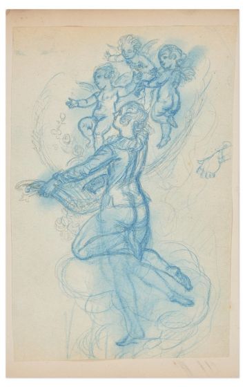 Study with three Angels by Adolphe Léon Willette - Contemporary Artwork