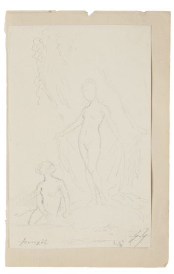 "Figures" is an original drawing in tempera on paper, realized by Gabriel Guèrin. 