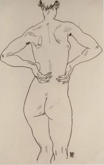 Weiblicher Rückenakt by Egon Schiele - Modern Artwork