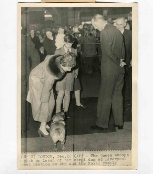 Queen Elizabeth  with her Dog -  Vintage Photograph