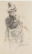 "Seated Figure"  is an original pencil drawing on  ivory-colored paper by Anonymous Artist of XX Century.