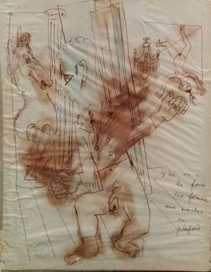 J'ai vu à la foire une femme nue marcher au plafond by Jean Cocteau - Modern Artwork