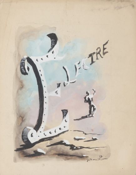 "Surrealist Composition"  1937's is an original drawing in mixed media on paper, realized by Anonymous Artist of the XX Century. 