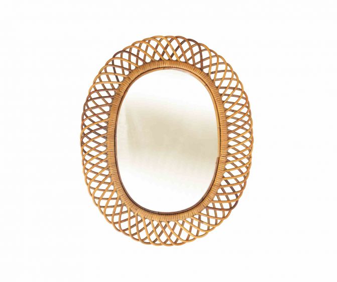 Rattan Wall Mirror by Bonacina