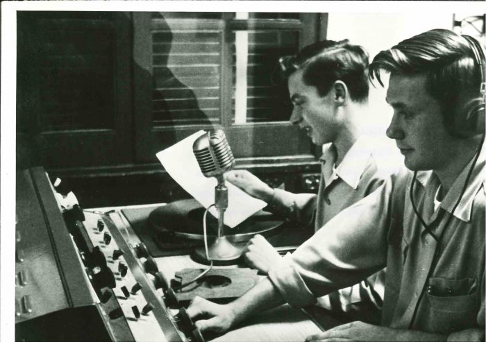 Teenagers learn Radio Broadcasting- American Vintage Photograph
