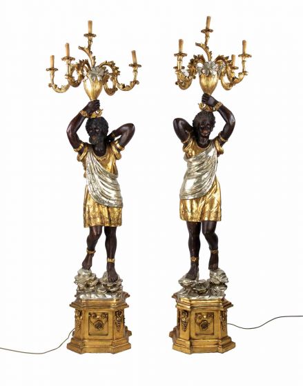 Pair of Mori Venitian Baroque-Style Floor Lamps - Antique Design Lamps