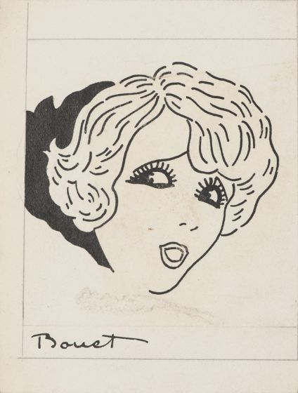 "Portrait"  is an original China ink drawing on cardboard  by Emilie Bonet.
