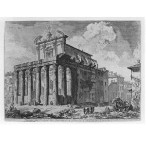 G.B. Piranesi, View of the temple of Antoninus and Faustina, Etching, Drypoint, Burin,  1758.