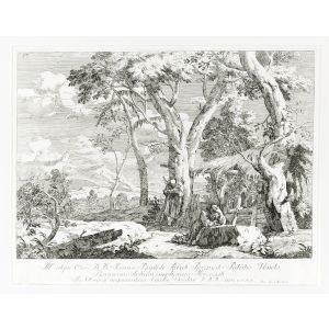 Landscape With Two Hermits By Marco Ricci - Old Master Artwork