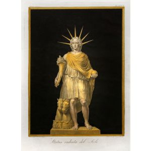 B. Nocchi, D. Cunego, Statua radiata dal Sole, Hand-watercolored Etching, Rome, 1821.