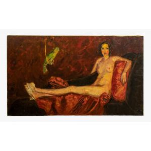 Reclined Nude with Parrot