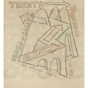 Trento-Bondone Corsa in salita by Fortunato Depero - Futurist Artwork