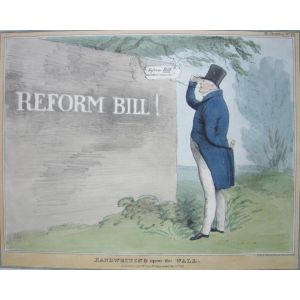 John Doyle, Handwriting Upon the Wall – Reform Bill!, Artwork, Lithography, Original Print, Political Sketches