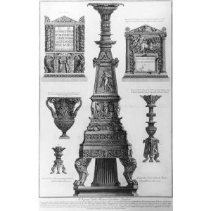 Vari Candelabri, un Vaso e Due Urne Cinerarie