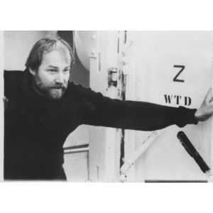 Klaus Maria Brandauer on the set of The Lightship (Film)