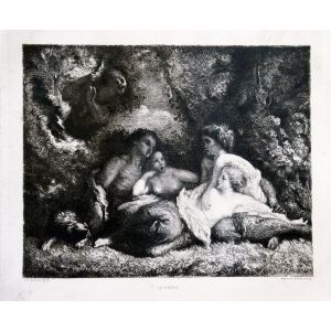 J.F.Millet, M. roux, Le Repos, etching and Aquatint on vélin.