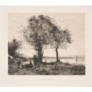 Souvenir de Martigues by Frédéric Émile Jeannin, after Camille Corot - Modern Artwork