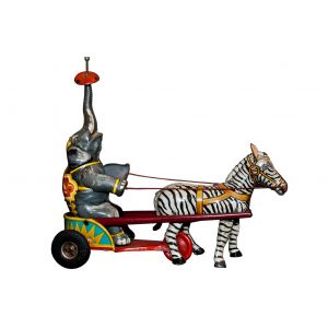 Wind up Elephant and Zebra Circus - Decorative Objects