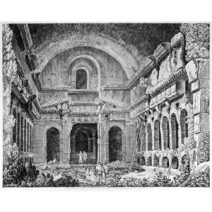 Veduta di un Tempio Antico,  o Ninfeo, alle sponde del Lago di Castel Gandolfo
