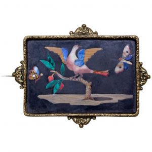 Small Plate with Bird Between Two Butterflies