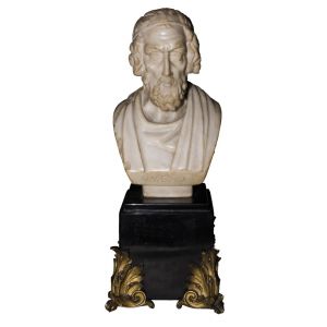 Bust, Greek poet, Homer, Alabaster, Marble, gold, Alabaster, Bust of Homer, Decorative objects