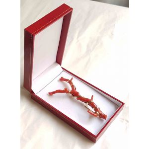 Coral and Gold Brooch