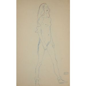 Nude of a Young Girl (Red and blue pencil) - SOLD