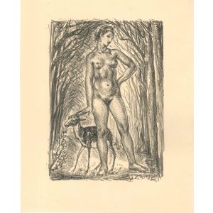 Nude In The Wood by Adrien Désiré Etienne Drian - Modern Artwork