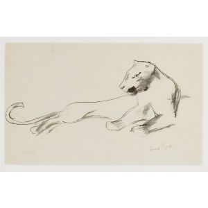 Lying Lioness by Ernest Rouart - Modern Artwork