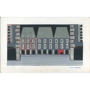 House with Portico by Alkis Matheos - Contemporary Artwork 