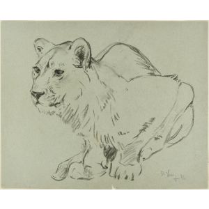 Crouched Lioness and Rabbits