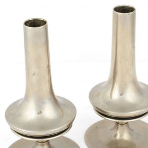 Vintage Pair of Nickel-Plated Candlesticks